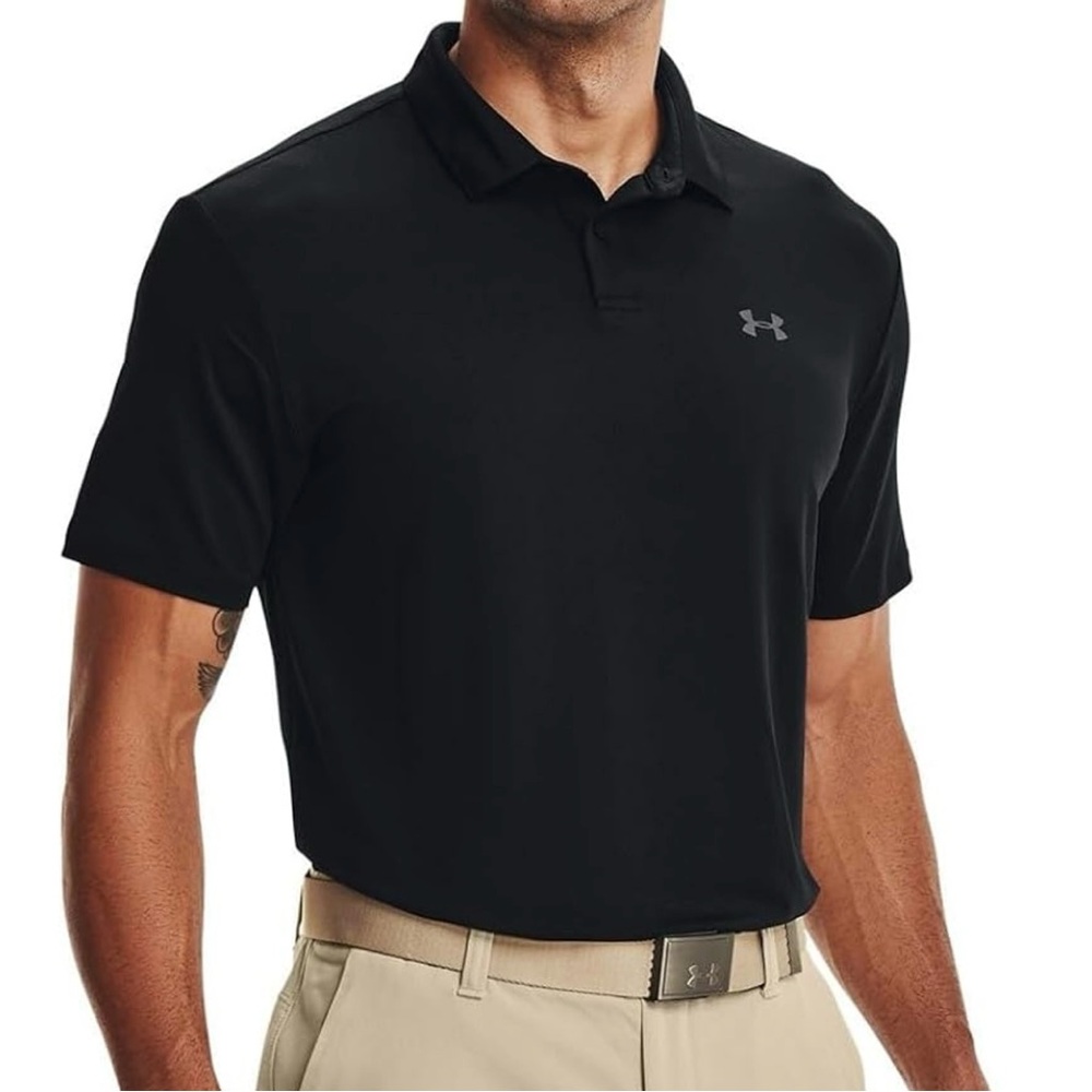 Under Armour Black Athletic Golf Polo Shirt Men’s LG Loose Fit